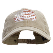 U.S. Air Force Flag Veteran Embroidered Cotton Twill Premium Pigment Dyed Cap - Khaki OSFM