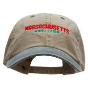 Massachusetts Year Established Embroidered Pigment Dyed Wash Cap - Khaki-Green OSFM