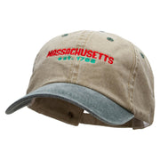 Massachusetts Year Established Embroidered Pigment Dyed Wash Cap - Khaki-Green OSFM