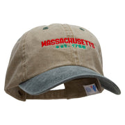 Massachusetts Year Established Embroidered Pigment Dyed Wash Cap - Khaki-Green OSFM