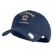 Veteran US Navy Embroidered Solid Cotton Twill Low Profile Cap - Navy OSFM