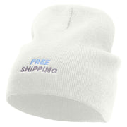 Free Shipping Embroidered 8 Inch Short Beanie - White OSFM