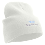 Free Shipping Embroidered 8 Inch Short Beanie - White OSFM