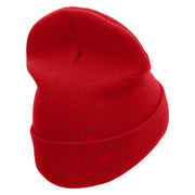 Hey Bro Embroidered 12 Inch Long Knitted Beanie - Red OSFM