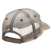 Pixel Skull Embroidered Low Profile Special Cotton Mesh Cap - Khaki OSFM