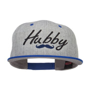 Hubby Mustache Embroidered Flat Bill Snapback