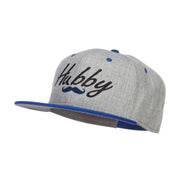 Hubby Mustache Embroidered Flat Bill Snapback