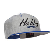 Hubby Mustache Embroidered Flat Bill Snapback