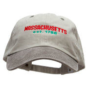 Massachusetts Year Established Embroidered Pigment Dyed Wash Cap - Beige-Brown OSFM