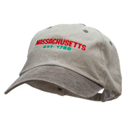 Massachusetts Year Established Embroidered Pigment Dyed Wash Cap - Beige-Brown OSFM