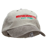 Massachusetts Year Established Embroidered Pigment Dyed Wash Cap - Beige-Brown OSFM