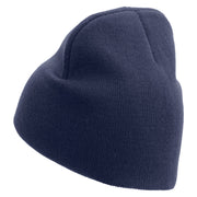 Free Shipping Embroidered 8 Inch Short Beanie - Navy OSFM