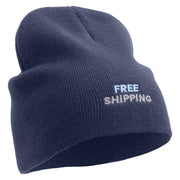 Free Shipping Embroidered 8 Inch Short Beanie - Navy OSFM