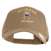 Veteran US Navy Embroidered Solid Cotton Twill Low Profile Cap - Khaki OSFM