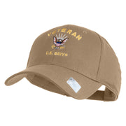 Veteran US Navy Embroidered Solid Cotton Twill Low Profile Cap - Khaki OSFM