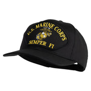 U.S. Marine Corps Semper Fi Black Patched Solid Cotton Twill Pro Style Cap - Black OSFM