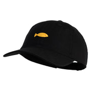 Plain Yellow Fish Sealife Embroidered Iron On Patched 6 Panel Washed Low Profile Dad Hat - Black OSFM