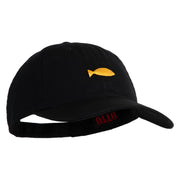Plain Yellow Fish Sealife Embroidered Iron On Patched 6 Panel Washed Low Profile Dad Hat - Black OSFM