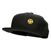 Round Smiley Face Patched Wool Blend Pro Style Snapback - Black OSFM