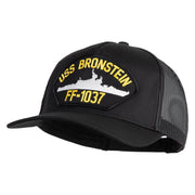 USS Bronstein FF 1037 Patched Solid Cotton Twill 5 panel Mesh Back Cap - Black OSFM