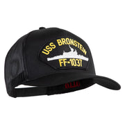 USS Bronstein FF 1037 Patched Solid Cotton Twill 5 panel Mesh Back Cap - Black OSFM