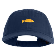 Plain Yellow Fish Sealife Embroidered Iron On Patched 6 Panel Washed Low Profile Dad Hat - Navy OSFM