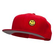 Round Smiley Face Patched Wool Blend Pro Style Snapback - Red OSFM