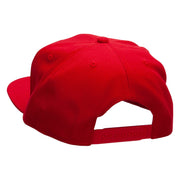 Round Smiley Face Patched Wool Blend Pro Style Snapback - Red OSFM