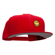 Round Smiley Face Patched Wool Blend Pro Style Snapback - Red OSFM