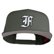 Old English White F Patched Cotton Twill Flat Bill Cap - Charcoal OSFM