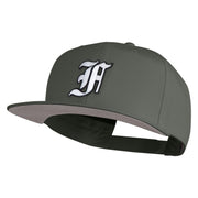 Old English White F Patched Cotton Twill Flat Bill Cap - Charcoal OSFM