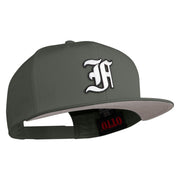 Old English White F Patched Cotton Twill Flat Bill Cap - Charcoal OSFM