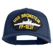 USS Bronstein FF 1037 Patched Solid Cotton Twill 5 panel Mesh Back Cap - Navy OSFM