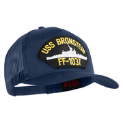 USS Bronstein FF 1037 Patched Solid Cotton Twill 5 panel Mesh Back Cap - Navy OSFM