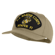U.S. Marine Corps Semper Fi Black Patched Solid Cotton Twill Pro Style Cap - Khaki OSFM
