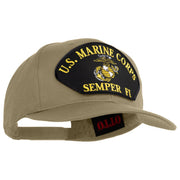 U.S. Marine Corps Semper Fi Black Patched Solid Cotton Twill Pro Style Cap - Khaki OSFM