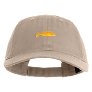 Plain Yellow Fish Sealife Embroidered Iron On Patched 6 Panel Washed Low Profile Dad Hat - Khaki OSFM