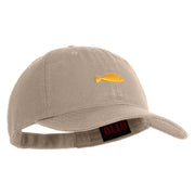 Plain Yellow Fish Sealife Embroidered Iron On Patched 6 Panel Washed Low Profile Dad Hat - Khaki OSFM
