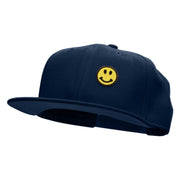 Round Smiley Face Patched Wool Blend Pro Style Snapback - Navy OSFM