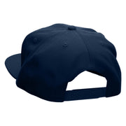 Round Smiley Face Patched Wool Blend Pro Style Snapback - Navy OSFM