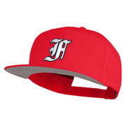 Old English White F Patched Cotton Twill Flat Bill Cap - Red OSFM