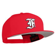 Old English White F Patched Cotton Twill Flat Bill Cap - Red OSFM