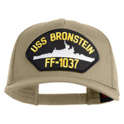 USS Bronstein FF 1037 Patched Solid Cotton Twill 5 panel Mesh Back Cap - Khaki OSFM