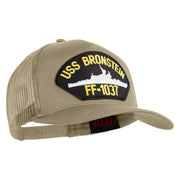USS Bronstein FF 1037 Patched Solid Cotton Twill 5 panel Mesh Back Cap - Khaki OSFM