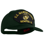 U.S. Marine Corps Semper Fi Black Patched Solid Cotton Twill Pro Style Cap - Dark Green OSFM