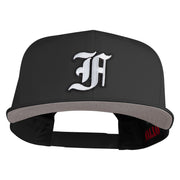 Old English White F Patched Cotton Twill Flat Bill Cap - Black OSFM