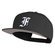 Old English White F Patched Cotton Twill Flat Bill Cap - Black OSFM