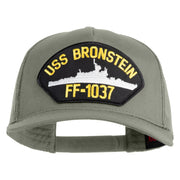 USS Bronstein FF 1037 Patched Solid Cotton Twill 5 panel Mesh Back Cap - Grey OSFM