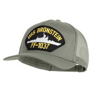 USS Bronstein FF 1037 Patched Solid Cotton Twill 5 panel Mesh Back Cap - Grey OSFM