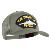 USS Bronstein FF 1037 Patched Solid Cotton Twill 5 panel Mesh Back Cap - Grey OSFM